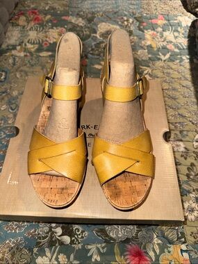Kork-Ease Women’s Yellow Cork Wedge Sandals - Comfort Ankle Strap (Ava)